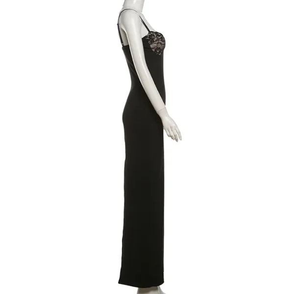 Lace Trim Sexy Backless Party Club Birthday Maxi Y2K Dress for Women Summer 2024 Sleeveless Bodycon Split Long Dresses Outfits - Image 5