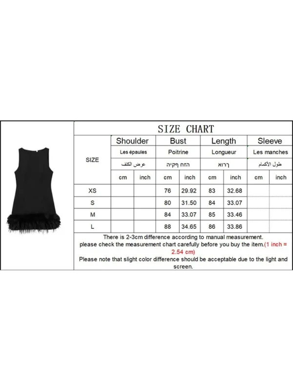 TFMLN 2024 New Elegant Women Feathers Mini Dresses Sexy Slim Sleeveless Chic Party Dress Fashion Back Zipper Dress - Image 6